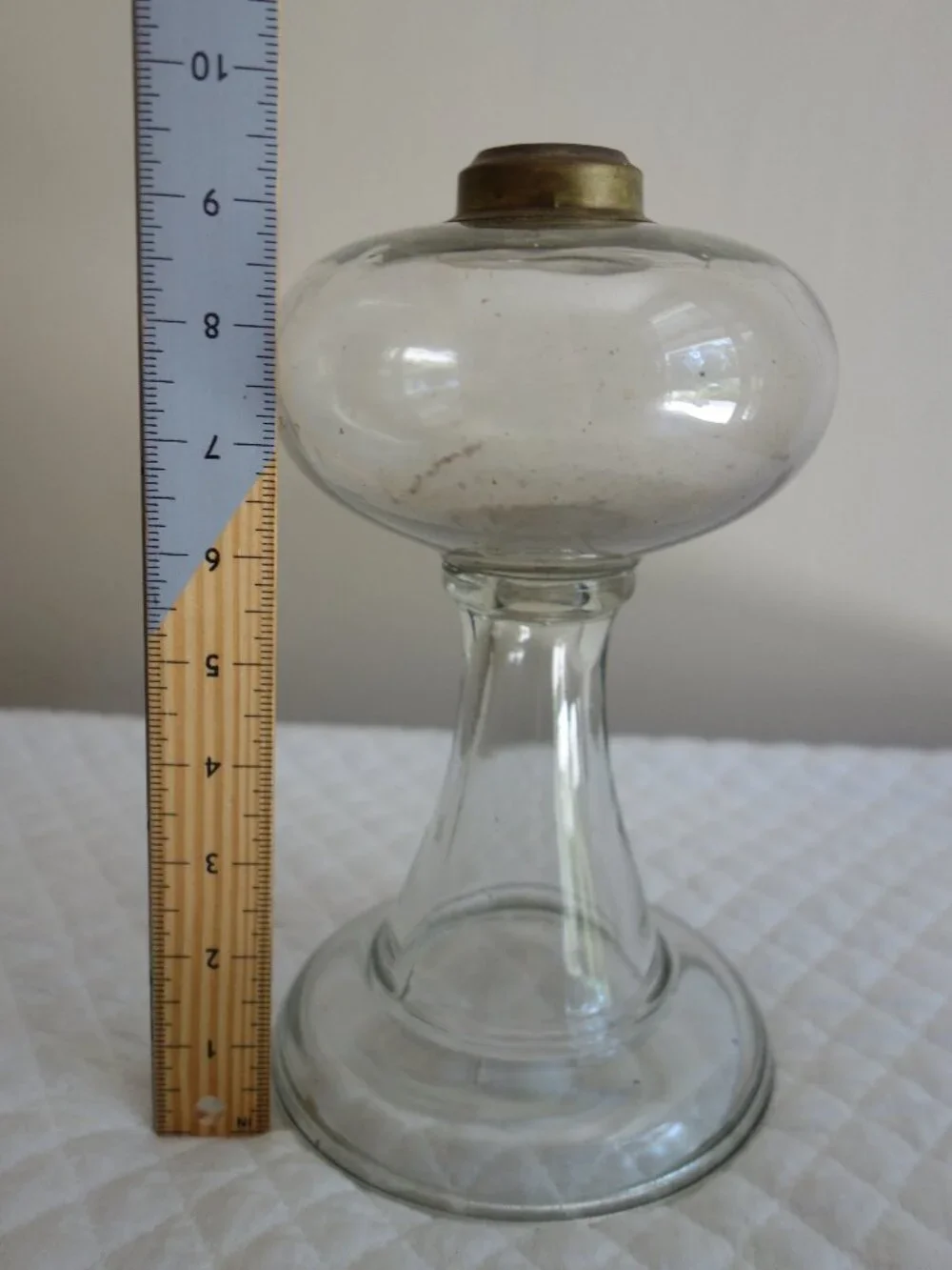 Antique / Vintage Clear Glass Oil Lamp – Base only
